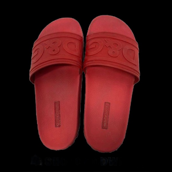 Dolce & Gabbana Men\'s Red Rubber Slides Size 42  / COA